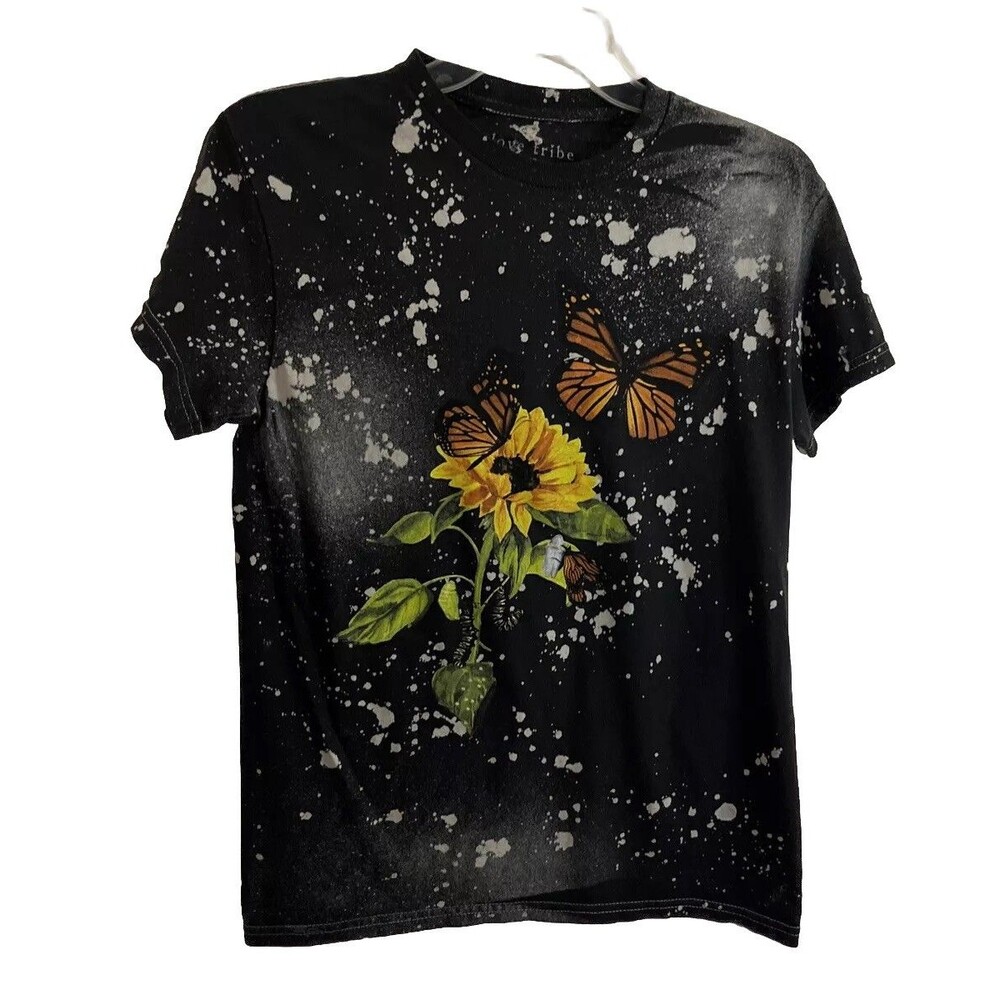 Love Tribe Junior Cotton Butterfly Print T-shirt XS Relax Fit Retro Y2K